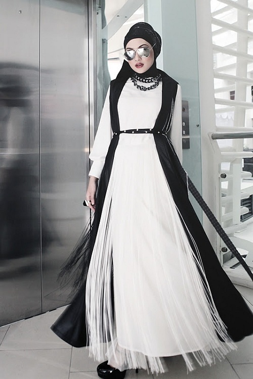 black and white hijab outfits